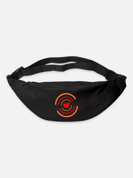 Herz rot mit Streifen - Gürteltasche - Schwarz