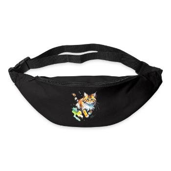 Wasserfarben Katze im Spritz-Look - Gürteltasche - Schwarz - Vorne