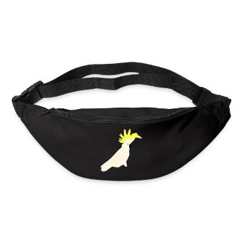 Cacatoès, Perroquet, Oiseau, Cacatoès à crête jaune - Sac banane - noir - Devant