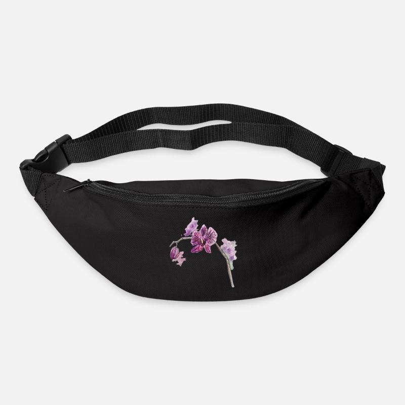 Orchidée - Plante - Fleur - Sac banane - noir