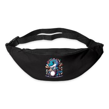 Cool T-Rex Dinosaur Drummer - Bum bag - black - Front