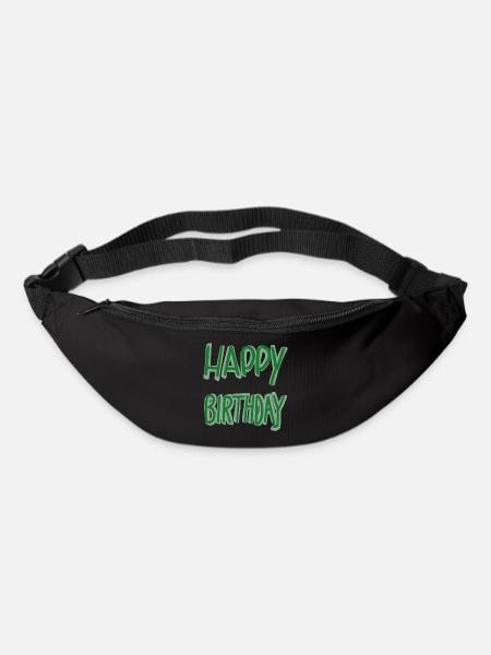 Grüner Happy Birthday Schriftzug - Gürteltasche - Schwarz