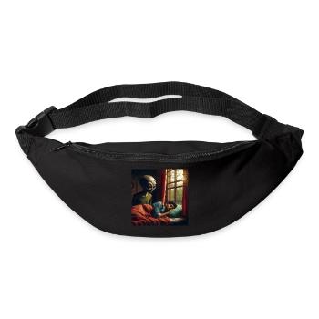 Un extraterrestre surveille un homme endormi - Sac banane - noir - Devant