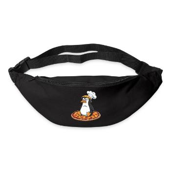 mignon pingouin chef pizza dessin animé maladroit - Sac banane - noir - Devant