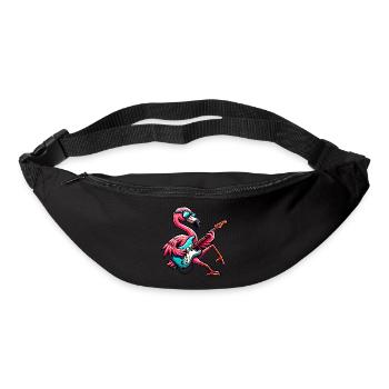 Cool flamingo with electric guitar motif - Bum bag - black - Front
