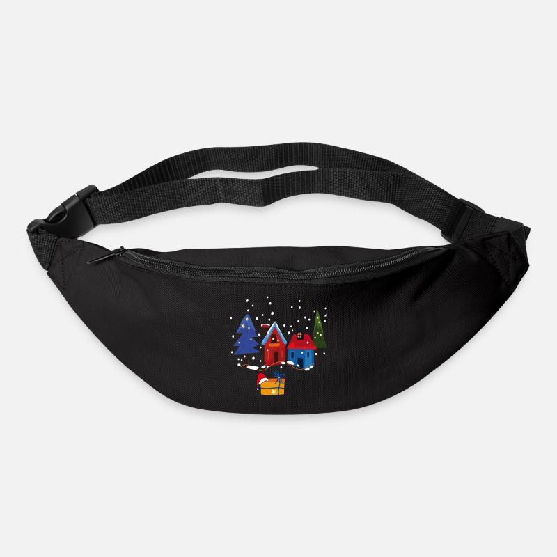 Winterliche Häuser mit Schnee - Gürteltasche - Schwarz