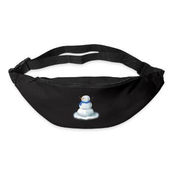 Bonhomme de neige en hiver heureux avec foulard - Sac banane - noir - Devant