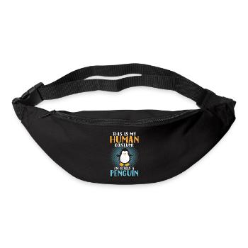 Pingouin en costume humain - Sac banane - noir - Devant