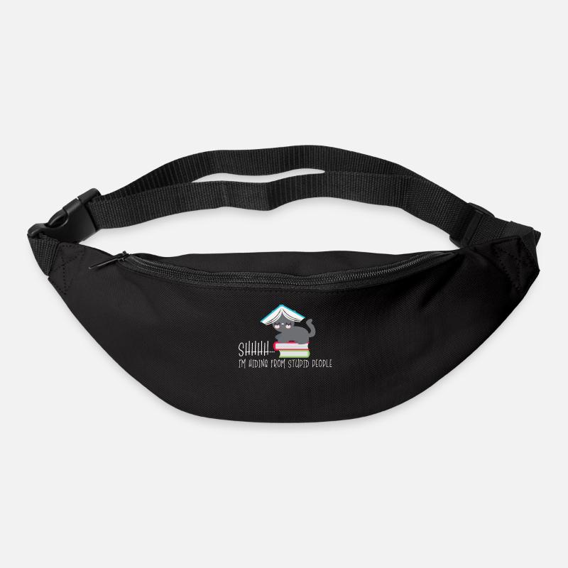 Katze Lesen Nerd verstecken hinterm Buch - Gürteltasche - Schwarz