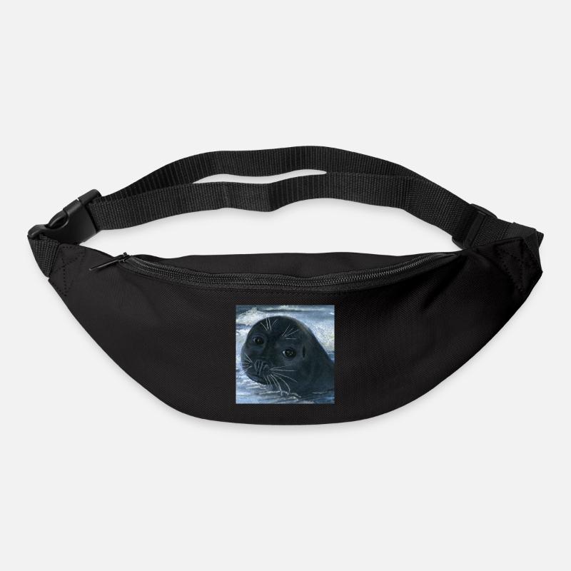 phoque animal marin - Sac banane - noir