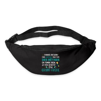 Futur grand-frère Cadeau naissance bébé frérot - Sac banane - noir - Devant