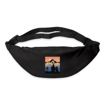 Pêche Papa Fils Famille Camping Montagne Nature - Sac banane - noir - Devant