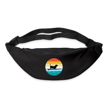 Basset Hound Owner Dog Surfing Surfboard Retro - Bum bag - black - Front