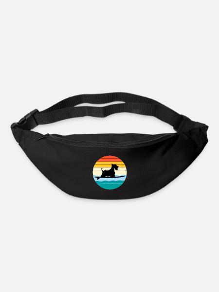 Scottish Terrier Dog Surfing Surfer Sea Waves - Sac banane - noir