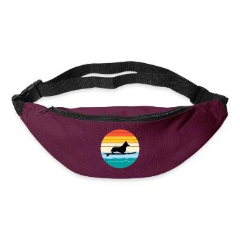 Cardigan Welsh Corgi Dog Surfing Sea Vintage retro - Bum bag - burgundy - Front