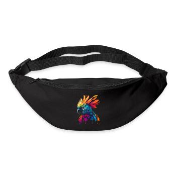 Cacatoès psychédélique dans un look street art coloré - Sac banane - noir - Devant