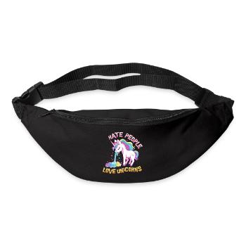 Ich Hasse Menschen Einhorn Kotzt Regenbogen Lustig - Gürteltasche - Schwarz - Vorne