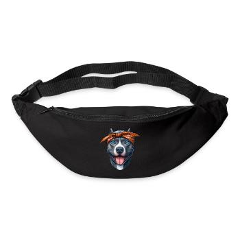 Pitbull chiot dessin animé - Sac banane - noir - Devant