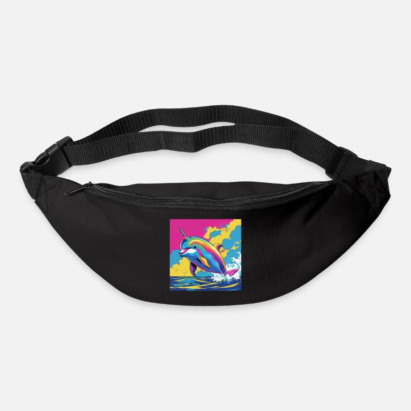 Pop Art Regenbogen Einhorn Delfin - Gürteltasche - Schwarz