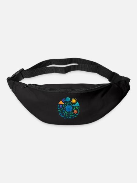 Florales Mandala – Sonne, Mond & Natur - Gürteltasche - Schwarz