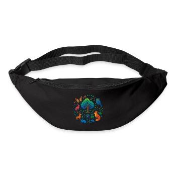T-shirt avec des animaux de la forêt et un arbre – pour les amoureux de la nature - Sac banane - noir - Devant