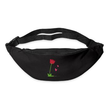 rote rose pflanze blume herzen - Gürteltasche - Schwarz - Vorne