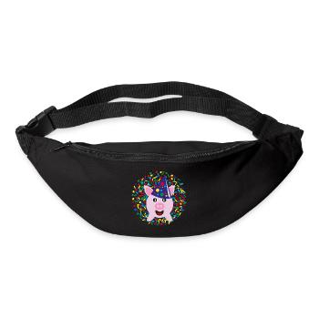 Glücksschwein zu Silvester, Neujahr oder Karneval. - Gürteltasche - Schwarz - Vorne