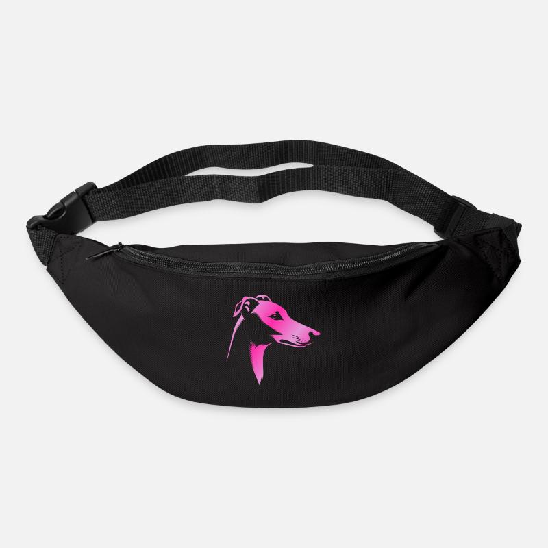 Windhund Greyhound, Hundekopf, Zeichnung pink - Gürteltasche - Schwarz