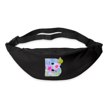 fleurs de printemps papillon b - Sac banane - noir - Devant