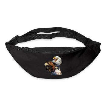 Pygargue à tête blanche, aigle royal et faucon pèlerin - Sac banane - noir - Devant
