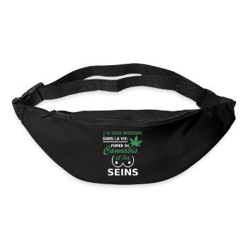 deux passions fumer du cannabis et les seins - Sac banane - noir - Devant