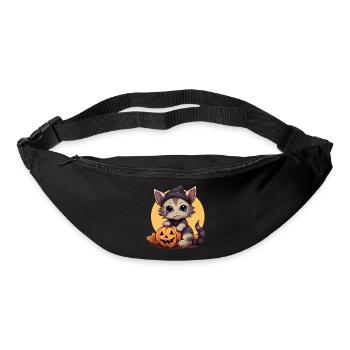 Cute Halloween cat with cap in autumnal - Bum bag - black - Front