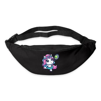Niedliches Einhorn als Tennisspielerin - Lustiges - Gürteltasche - Schwarz - Vorne