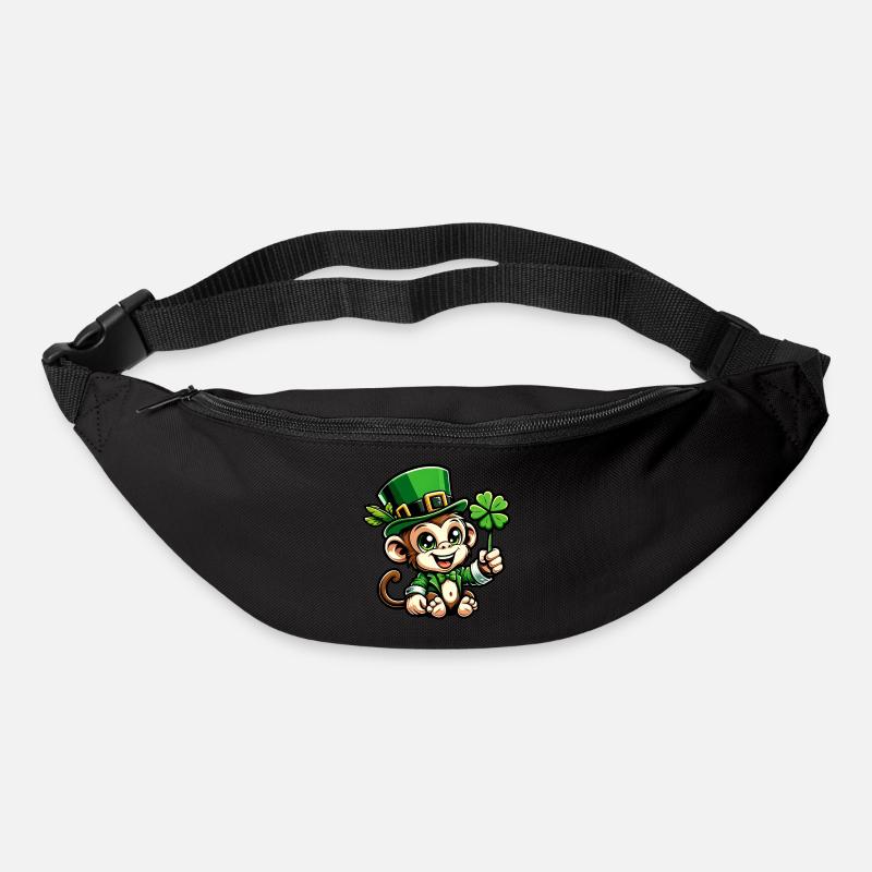 St. Patrick's Day Affe Schimpanse Kleeblatt Design - Gürteltasche - Schwarz