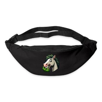 Chien Cheval Brocoli Cheveux Verts Vegan - Sac banane - noir - Devant