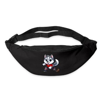 Niedlicher Hund Husky Eishockeyspieler Cartoon - Gürteltasche - Schwarz - Vorne