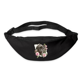 Mops Blumen Vintage - Gürteltasche - Schwarz - Vorne