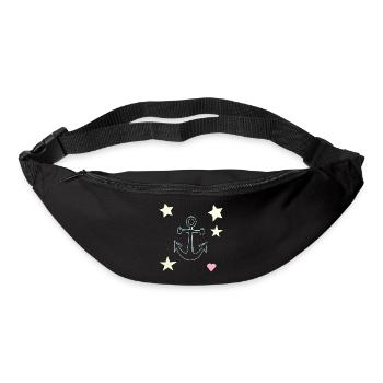 Anchor Hand Drawing with Star Heart - Bum bag - black - Front