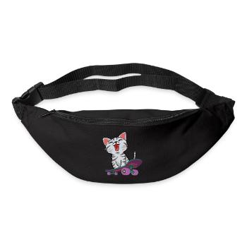 CAT ON SKATEBOARD - Bum bag - black - Front