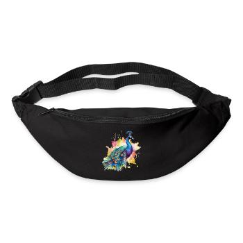 Paon Paon Plume Exotique Coloré Coloré Art - Sac banane - noir - Devant