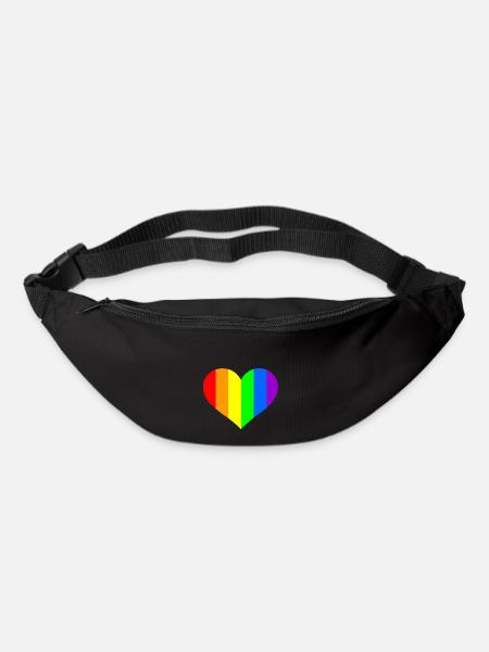 Regenbogen Herz - Gürteltasche - Schwarz