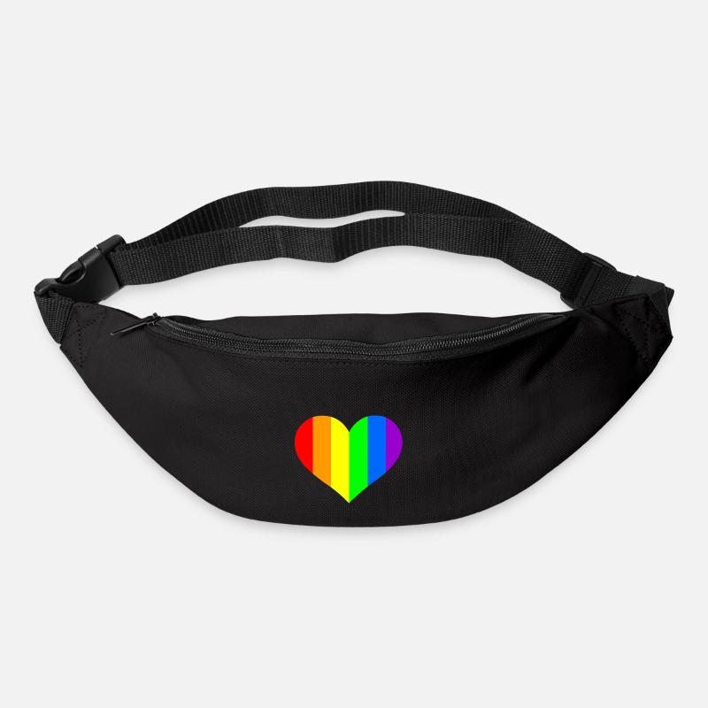 Regenbogen Herz - Gürteltasche - Schwarz