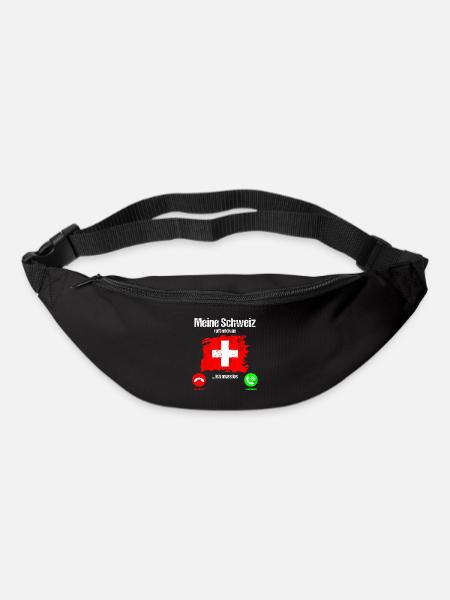 Schweiz Schweizer Flagge ruft an lustiger Spruch - Gürteltasche - Schwarz