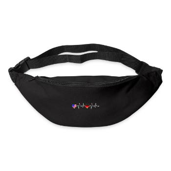 USA America Germany flag heartbeat - Bum bag - black - Front