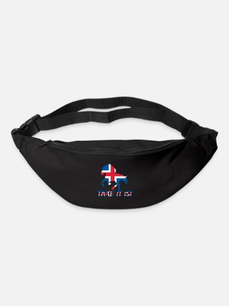 Islandpferd Take it Isi Spruch Flagge - Gürteltasche - Schwarz