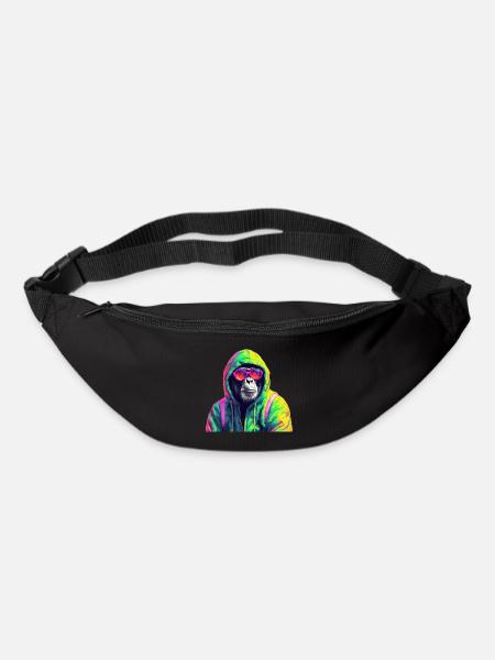 Schimpanse mit Sonnenbrille Bunt Cooler Affe - Gürteltasche - Schwarz