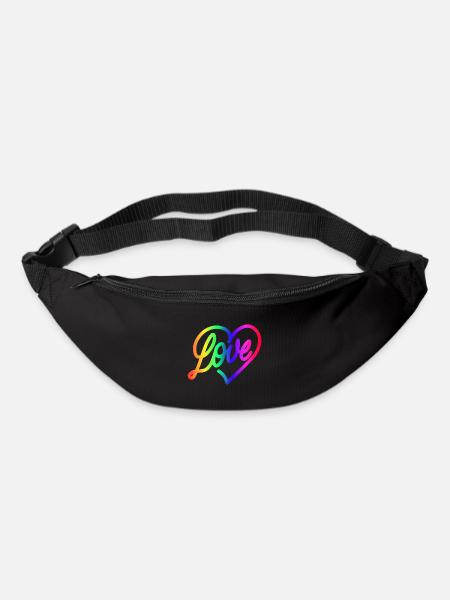 Love LOVE love Herz Regenbogen - Gürteltasche - Schwarz