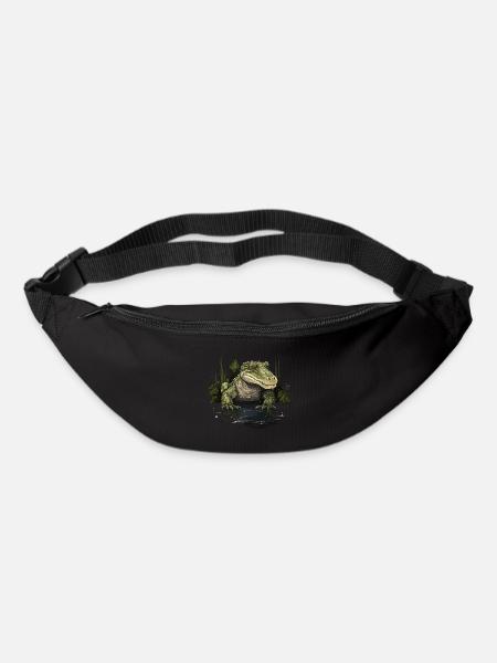 Crocodile Alligator Caïman Reptile - Sac banane - noir