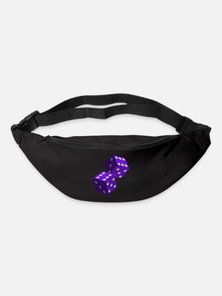 Würfel lila mit weißen Zahlen - Gürteltasche - Schwarz