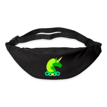 licorne verte - Sac banane - noir - Devant